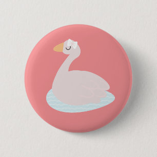 Macaron Rond 5 Cm Fête d'anniversaire de filles Confetti Cygne Rose