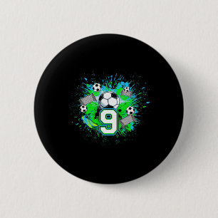 Macaron Rond 5 Cm Fête d'anniversaire de football 9 ans joueur de fo