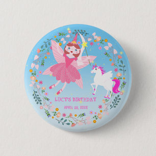 Macaron Rond 5 Cm Fête d'anniversaire de la magie de licorne et de f