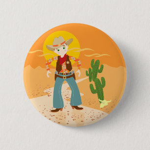 Macaron Rond 5 Cm Fête d'anniversaire d'enfant de cowboy