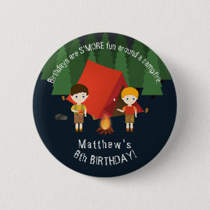Macaron Rond 5 Cm Fête d'anniversaire du camping