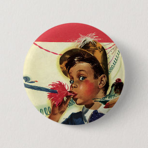 Macaron Rond 5 Cm Fête d'anniversaire vintage, Fille avec faiseur de