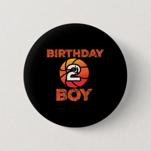 Macaron Rond 5 Cm Fête de basket-ball 2 ans Ancien Anniversaire Cel