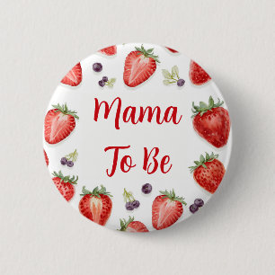 Macaron Rond 5 Cm Fête de bébé personnalisée aux fraises Future Mama