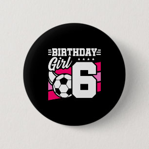Macaron Rond 5 Cm Fête de football de 6 ans 6e anniversaire fille