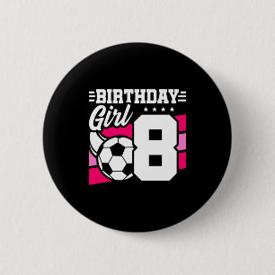 Macaron Rond 5 Cm Fête de football de 8 ans 8e anniversaire Fille