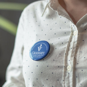 Macaron Rond 5 Cm Fête de graduation de l'école vétérinaire bleue pe