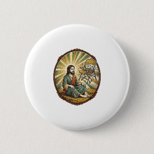 Macaron Rond 5 Cm Fête de Jésus Chaise Pliante Cassée Maladresse Gro