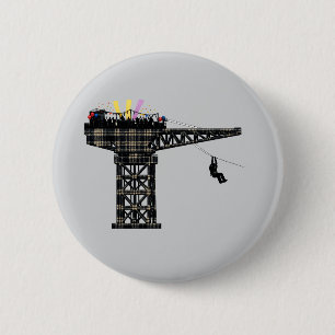 Macaron Rond 5 Cm Fête de la grue Finnieston Crane humour écossais c