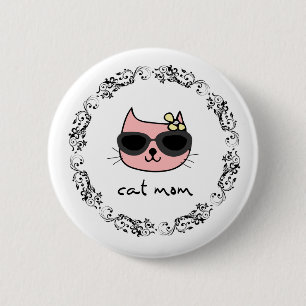 Macaron Rond 5 Cm Fête de la mère de maman au chat