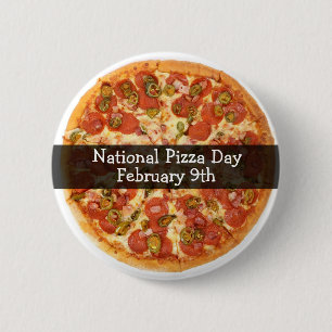 Macaron Rond 5 Cm Fête de la Pizza 9 février Bouton de Fête