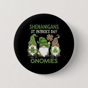 Macaron Rond 5 Cm Fête de la Saint-Patrick Chanceux Trèfle Gnomes Lé
