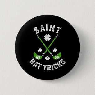 Macaron Rond 5 Cm Fête de la Saint-Patrick Saint Hat Tricks Hockey T