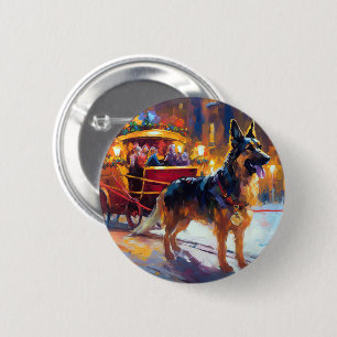 Macaron Rond 5 Cm Fête de Noël des bergers allemands