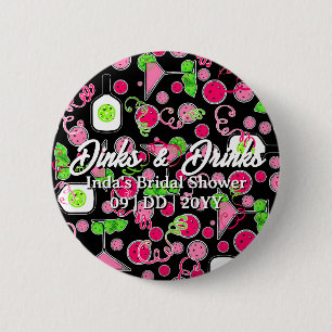 Macaron Rond 5 Cm Fête de pickleball Dinks & Cocktails Drinks