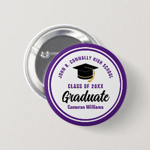 Macaron Rond 5 Cm Fête de remise des diplômes personnalisée Violet 2