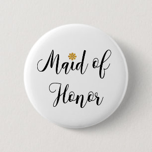 Macaron Rond 5 Cm Fête des mariées d'honneur Élégant bouton Pinback
