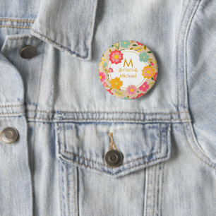 Macaron Rond 5 Cm Fête des Mères Florale Élégante à l'Aquarelle de F