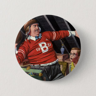 Macaron Rond 5 Cm Fête des Pères vintage, papa et fils football