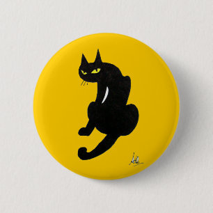 MACARON ROND 5 CM FÊTE D'HALLOWEEN CHAT NOIR
