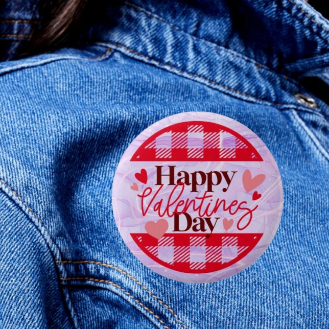 Macaron Rond 5 Cm Fête du coeur : Bouton Joyeux Saint Valentin (Créateur téléchargé)