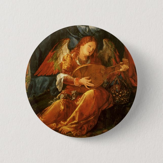 Macaron Rond 5 Cm Fête du Rose Garlands Angel par Albrecht Durer (Devant)