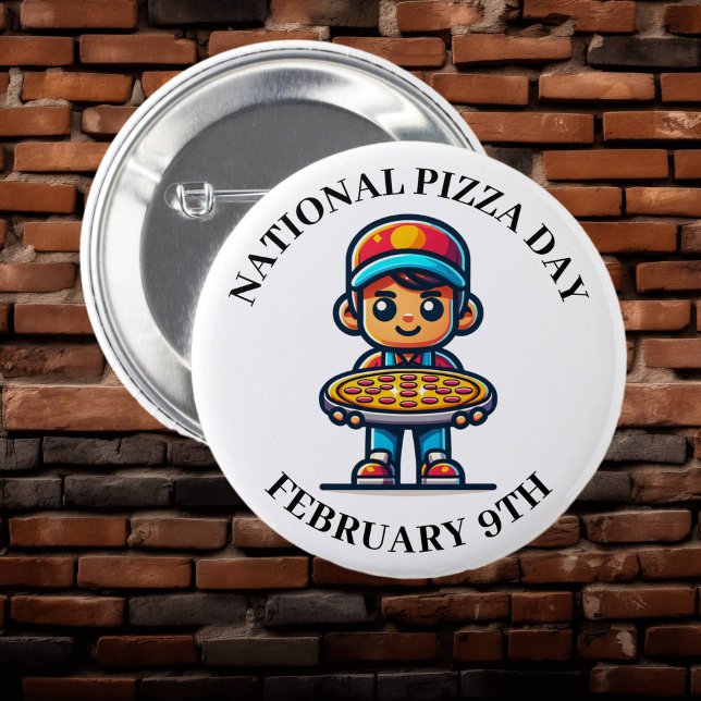 Macaron Rond 5 Cm Fête nationale de la Pizza 9 février (Créateur téléchargé)