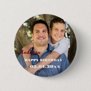 Macaron Rond 5 Cm Fête photo d'anniversaire joyeuse personnalisée