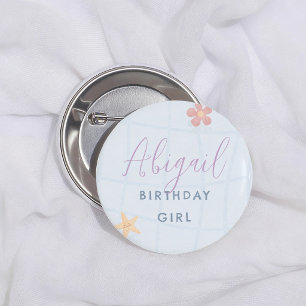 Macaron Rond 5 Cm Fête Piscine Fille Anniversaire Violet