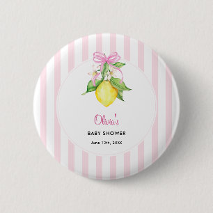 Macaron Rond 5 Cm Fête prénatale Coquette Lemon Rose