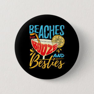 Macaron Rond 5 Cm Fête sur l'île Beach Bachelorette - Plages Alcool