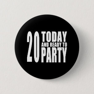 Macaron Rond 5 Cm Fêtes du 20e anniversaire : 20 Aujourd'hui et pr