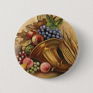 Macaron Rond 5 Cm Fêtes vintage, Action de grâce, Récolte et Pèlerin