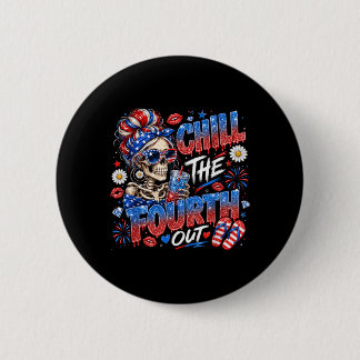 Macaron Rond 5 Cm Fêtez le quatrième squelette de fille patriotique