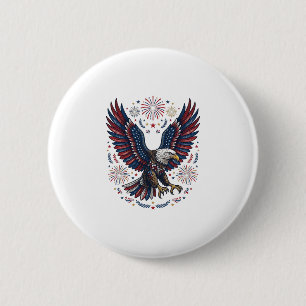 Macaron Rond 5 Cm Feu d'artifice aigle chauve patriotique vecteur vi