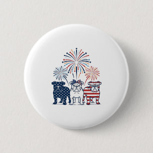 Macaron Rond 5 Cm Feu d'artifice de bouledogue patriotique dessin ve