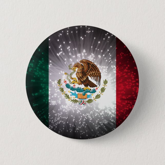 Macaron Rond 5 Cm Feu d'artifice de drapeau mexicain (Devant)