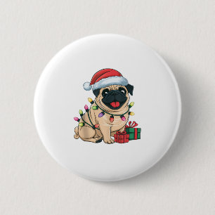 Macaron Rond 5 Cm Feu de Noël Carlin de chapeau Noël Chiens
