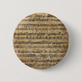 Macaron Rond 5 Cm Feuille de musique vintage