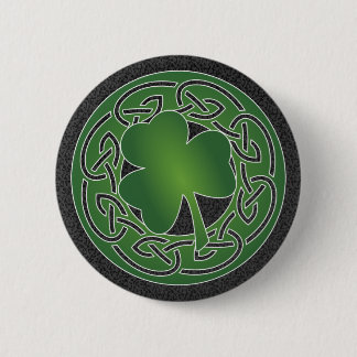 Macaron Rond 5 Cm Feuille de trèfle - bouton du jour de St Patrick