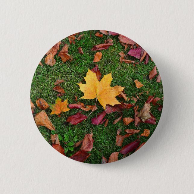 Macaron Rond 5 Cm Feuilles d'automne (Devant)