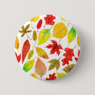 Macaron Rond 5 Cm Feuilles d'automne blanc