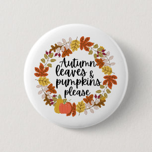 Macaron Rond 5 Cm Feuilles d'automne et Citrouille S'il vous plaît