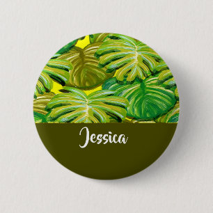 Macaron Rond 5 Cm Feuilles de palme jaune