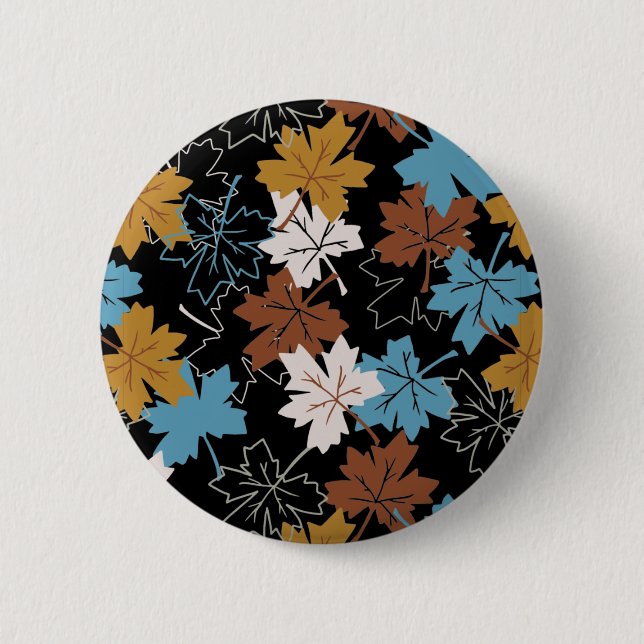 Macaron Rond 5 Cm Feuilles d'érable retro en chute Motif d'automne B (Devant)