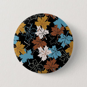 Macaron Rond 5 Cm Feuilles d'érable retro en chute Motif d'automne B