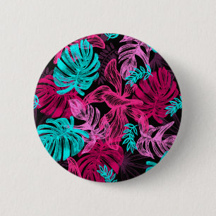 Macaron Rond 5 Cm Feuilles tropicaux