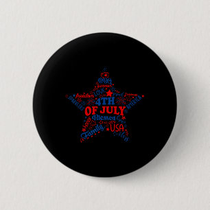 Macaron Rond 5 Cm Feux d'artifice 4 juillet Journée de la liberté pa