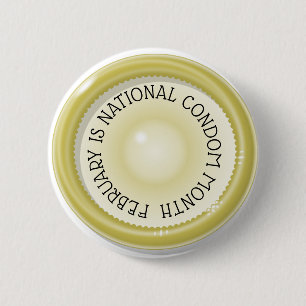 Macaron Rond 5 Cm Février est le Bouton du mois du préservatif natio