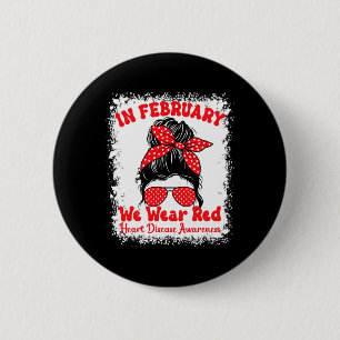 Macaron Rond 5 Cm Février Nous Portons Red Heart Disease Awareness M